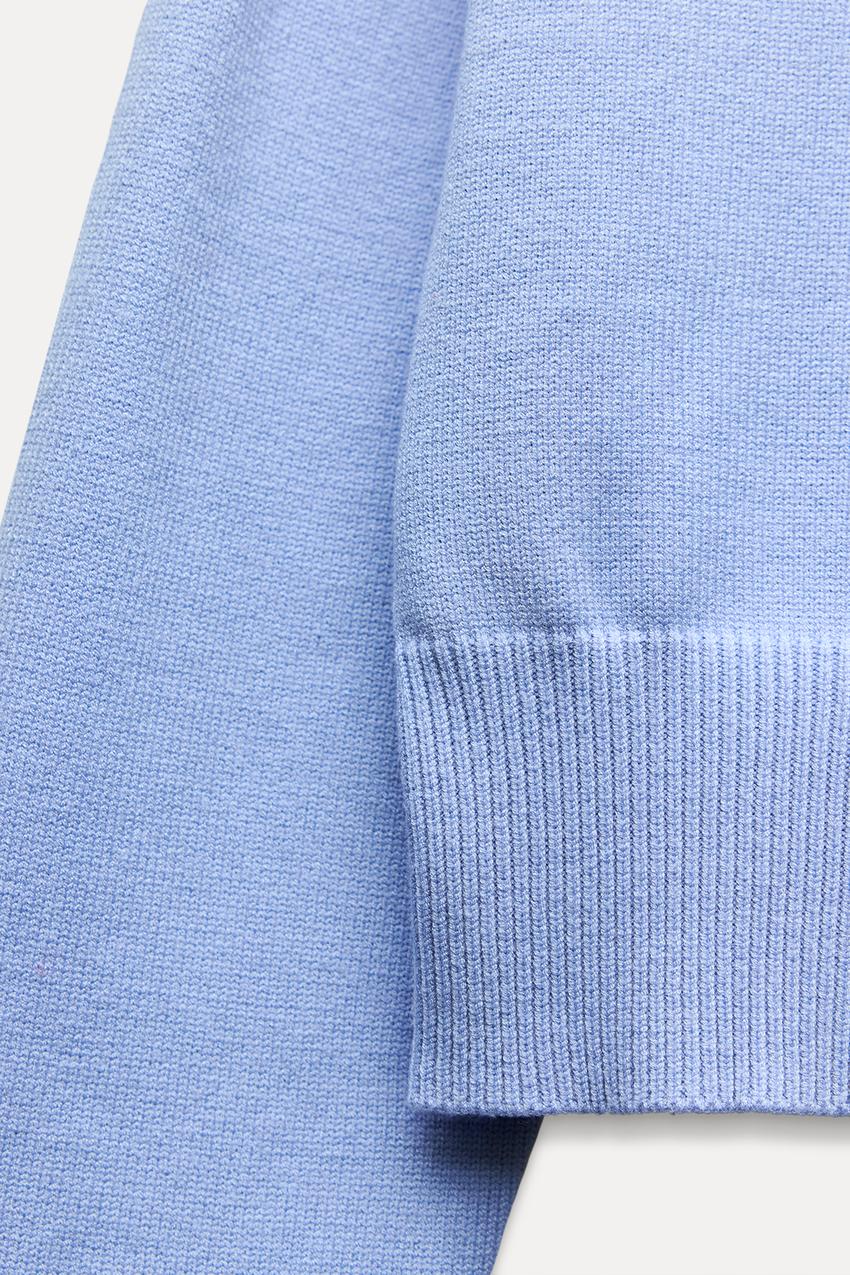 Sorvienne Wide Sleeve Cropped Jumper in Light Blue