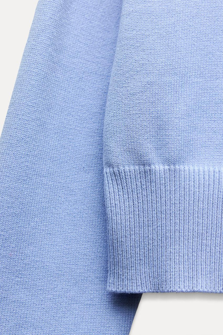 Sorvienne Wide Sleeve Cropped Jumper in Light Blue