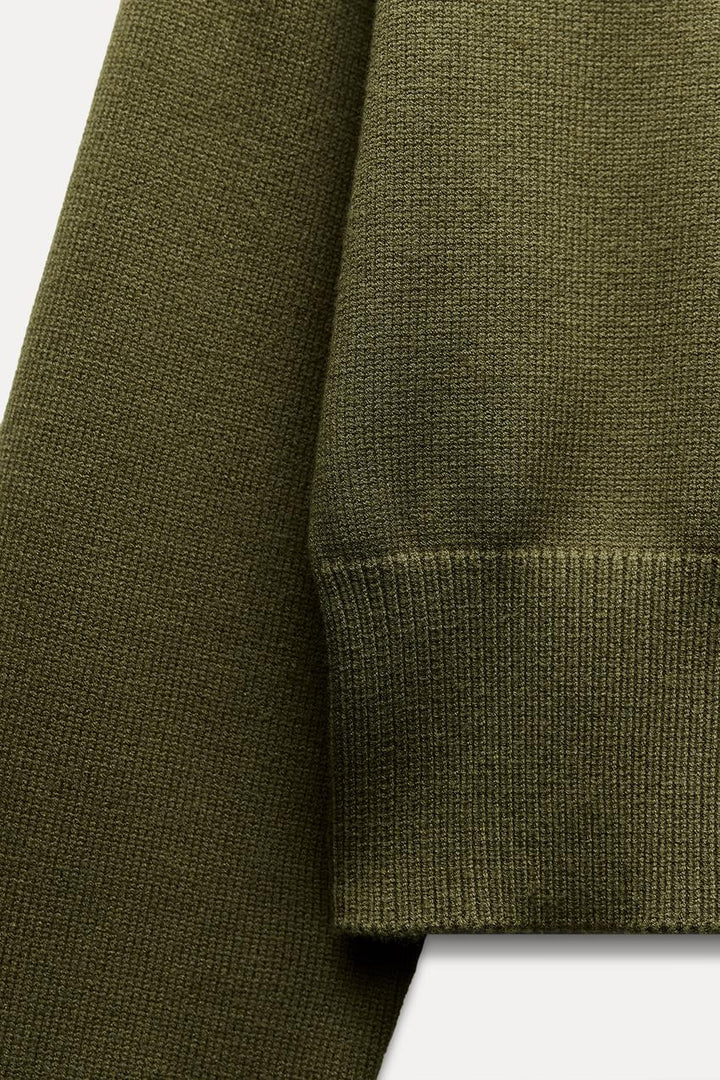 Sorvienne Wide Sleeve Cropped Jumper in Olive