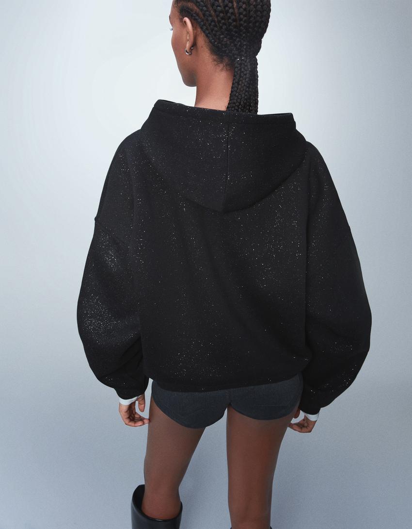 Sorvienne Oversized Hoodie with Glitter Detail