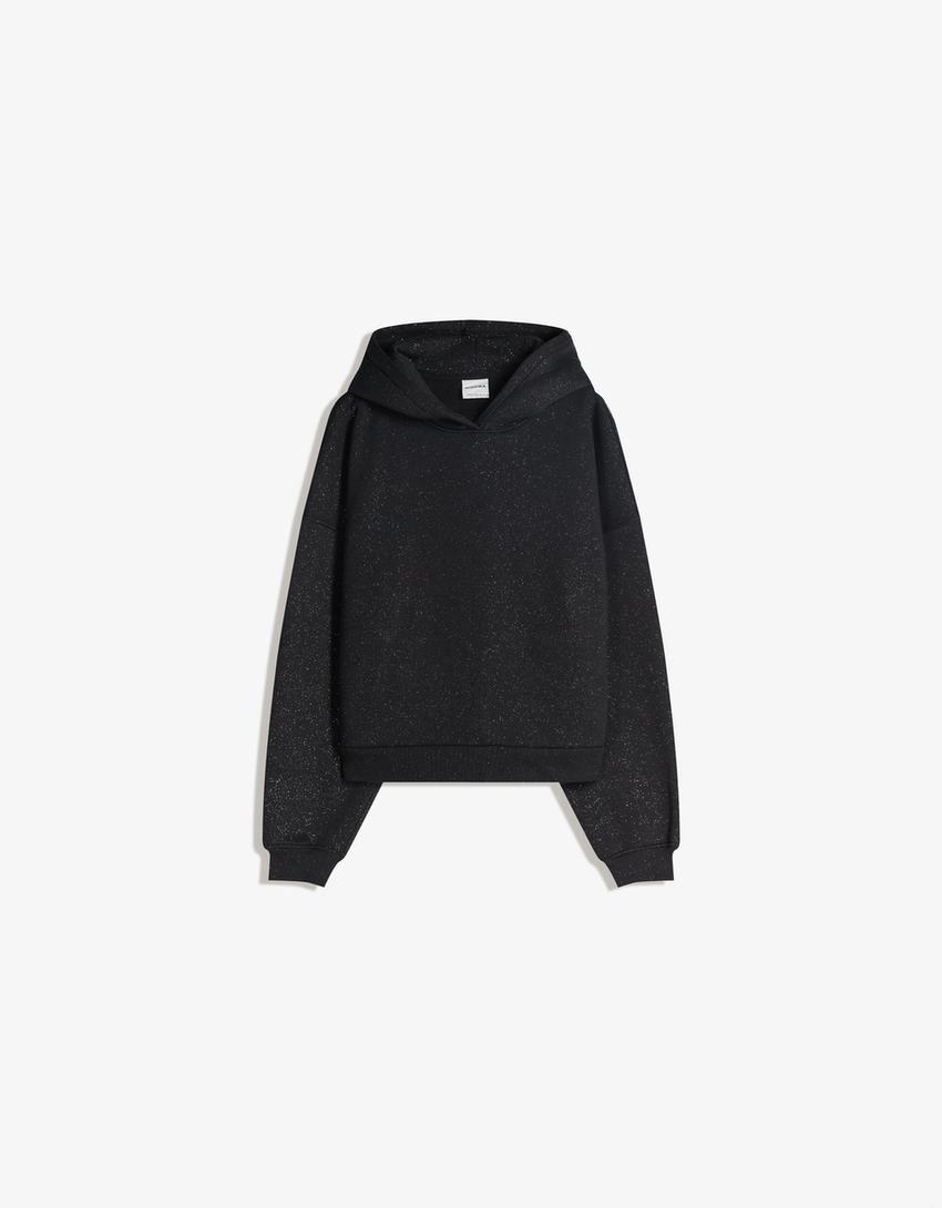 Sorvienne Oversized Hoodie with Glitter Detail