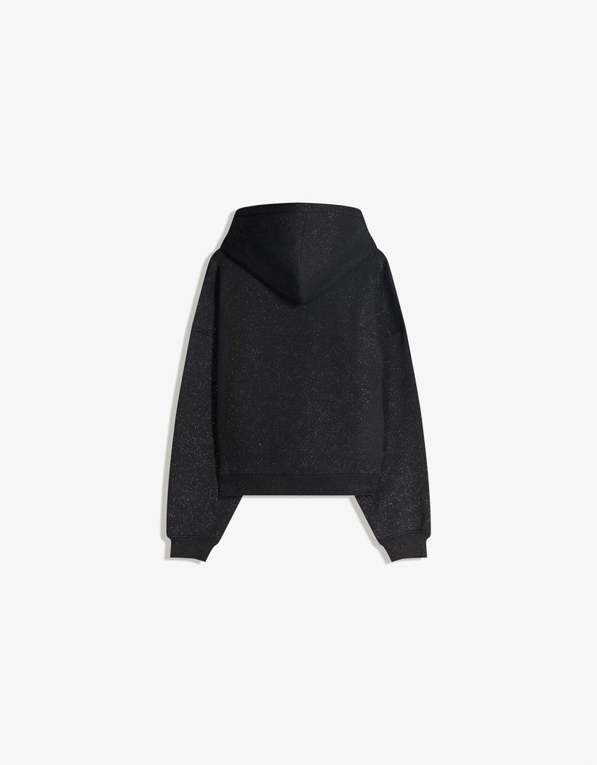 Sorvienne Oversized Hoodie with Glitter Detail