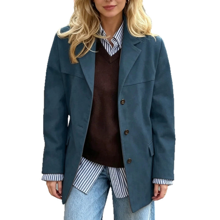Sorvienne Oversized Faux Suede Jacket in Teal