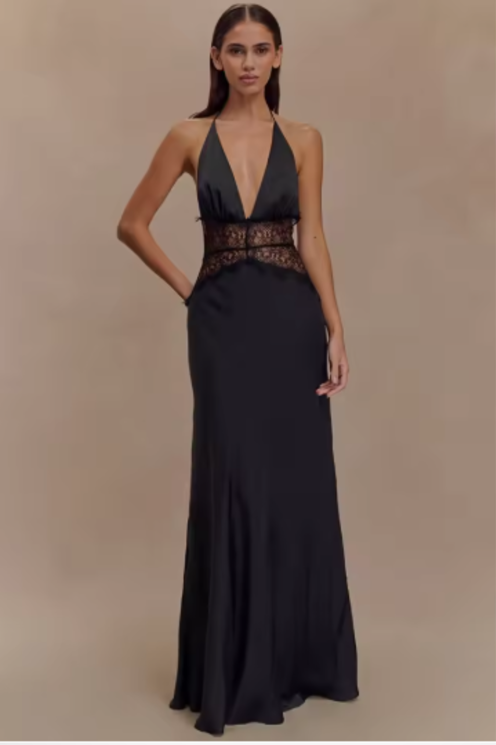 Sorvienne Women's Backless Halter Neck Maxi Dress