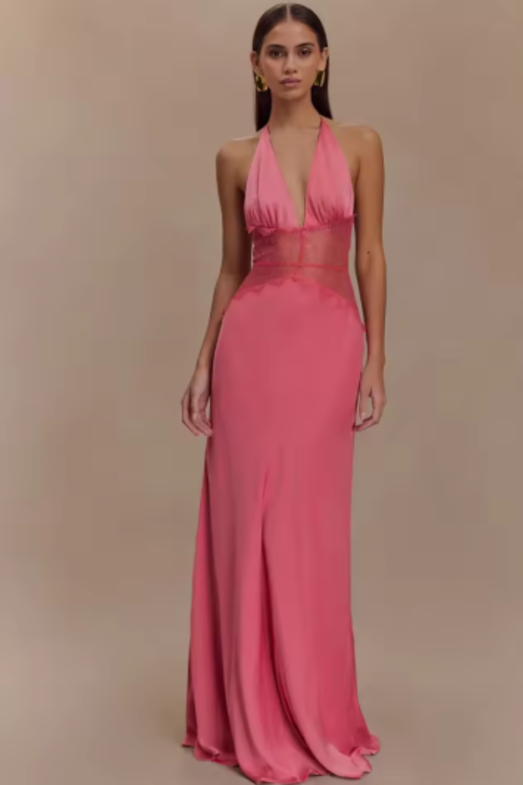 Sorvienne Women's Backless Halter Neck Maxi Dress