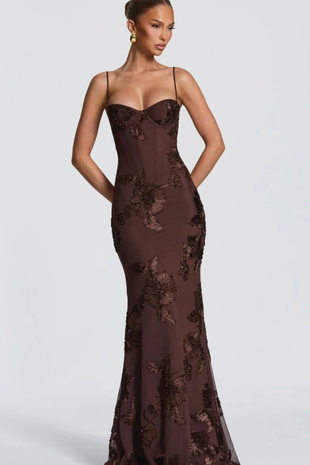 Women's Floral Embroidered Corset Maxi Dress – Sorvienne