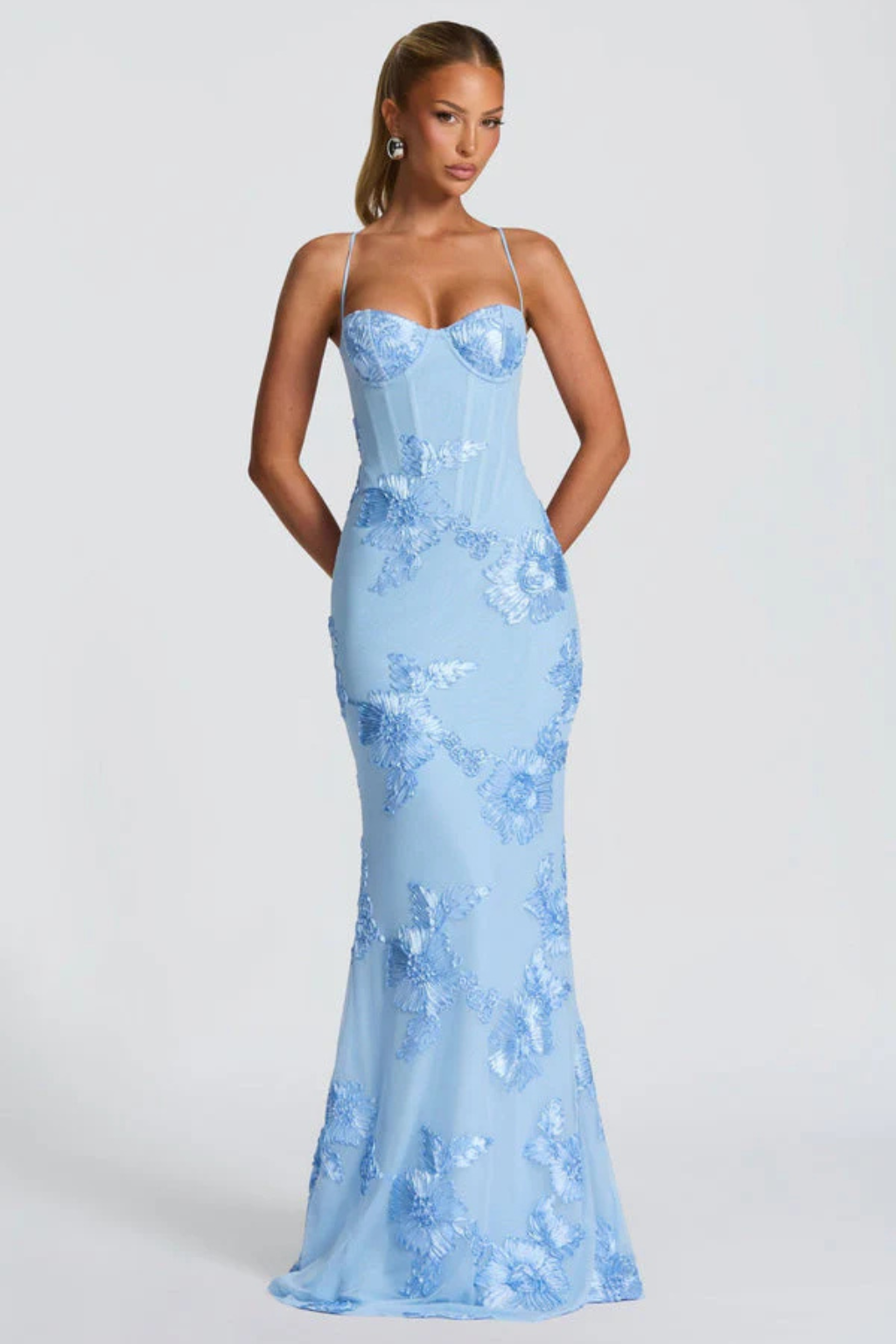 Women's Floral Embroidered Corset Maxi Dress – Sorvienne
