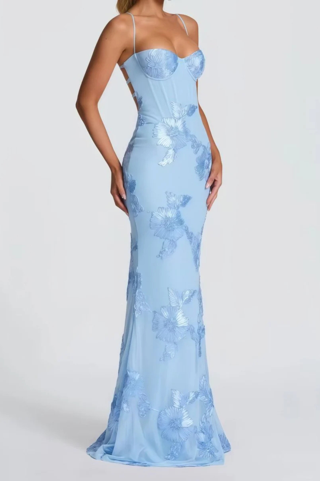 Women's Floral Embroidered Corset Maxi Dress – Sorvienne