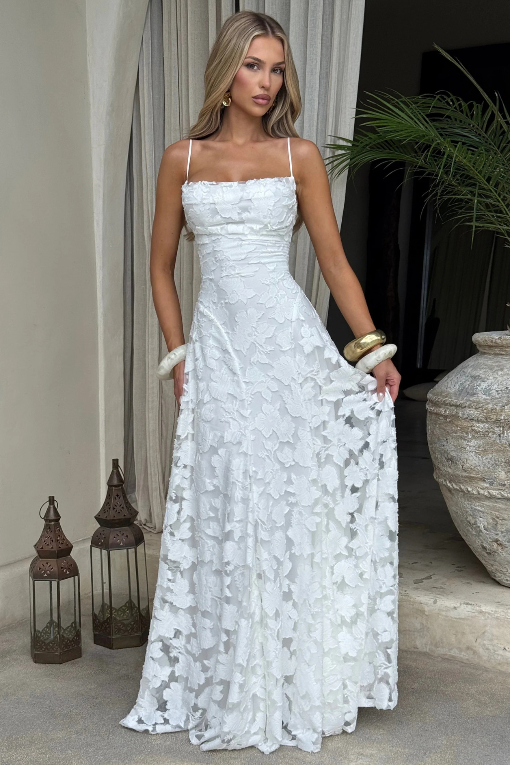 Women's Floral Brocade Cami Maxi Dress – Sorvienne
