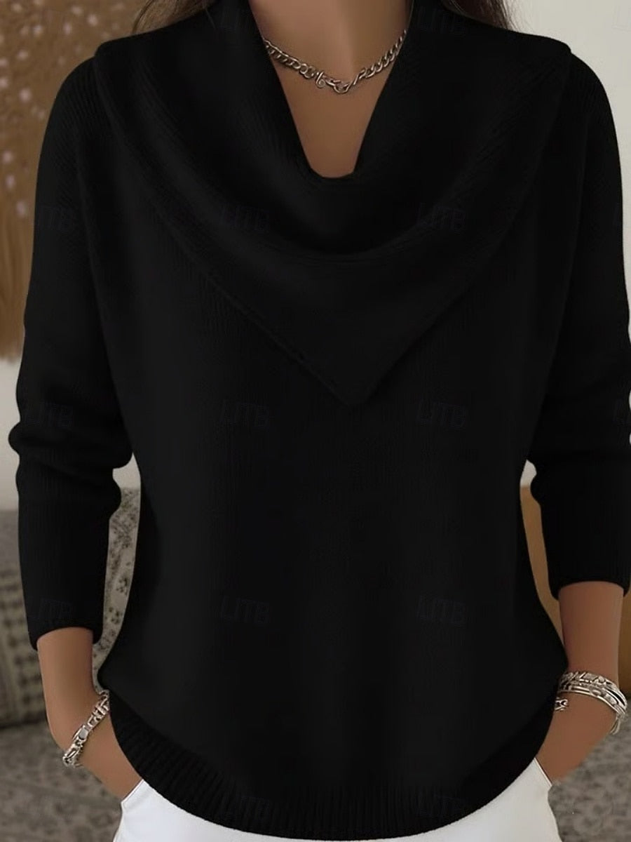 Sorvienne Draped Cowl Neck Jumper in Black