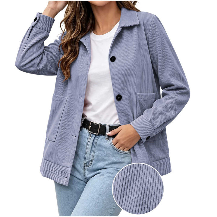 Sorvienne Relaxed Button Front Cord Jacket in Lavender