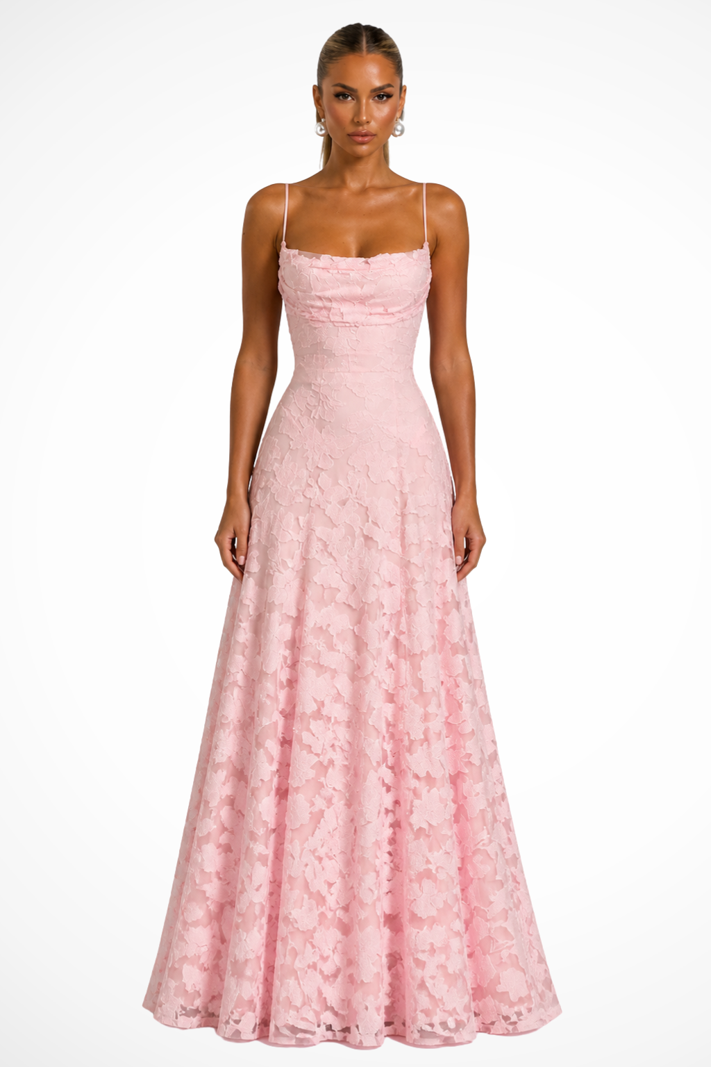 Pink Women's Floral Brocade Cami Maxi Dress – Sorvienne
