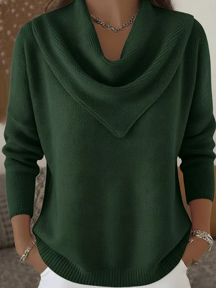 Sorvienne Draped Cowl Neck Jumper in Dark Green