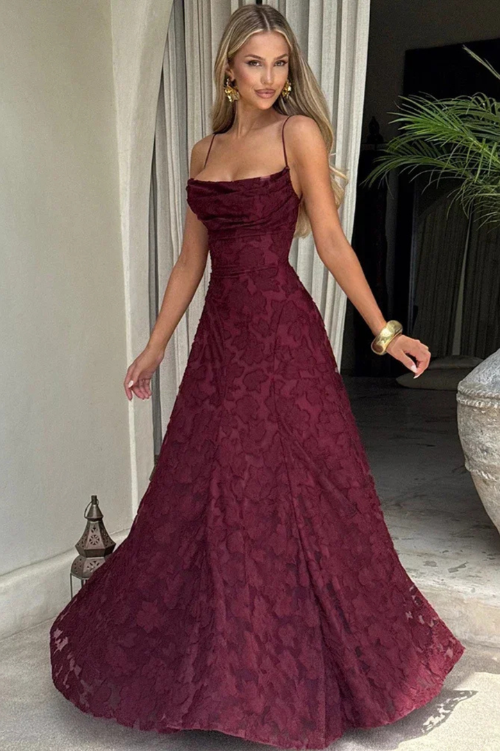 Floral Jacquard Lace-Up Maxi Dress – Sorvienne