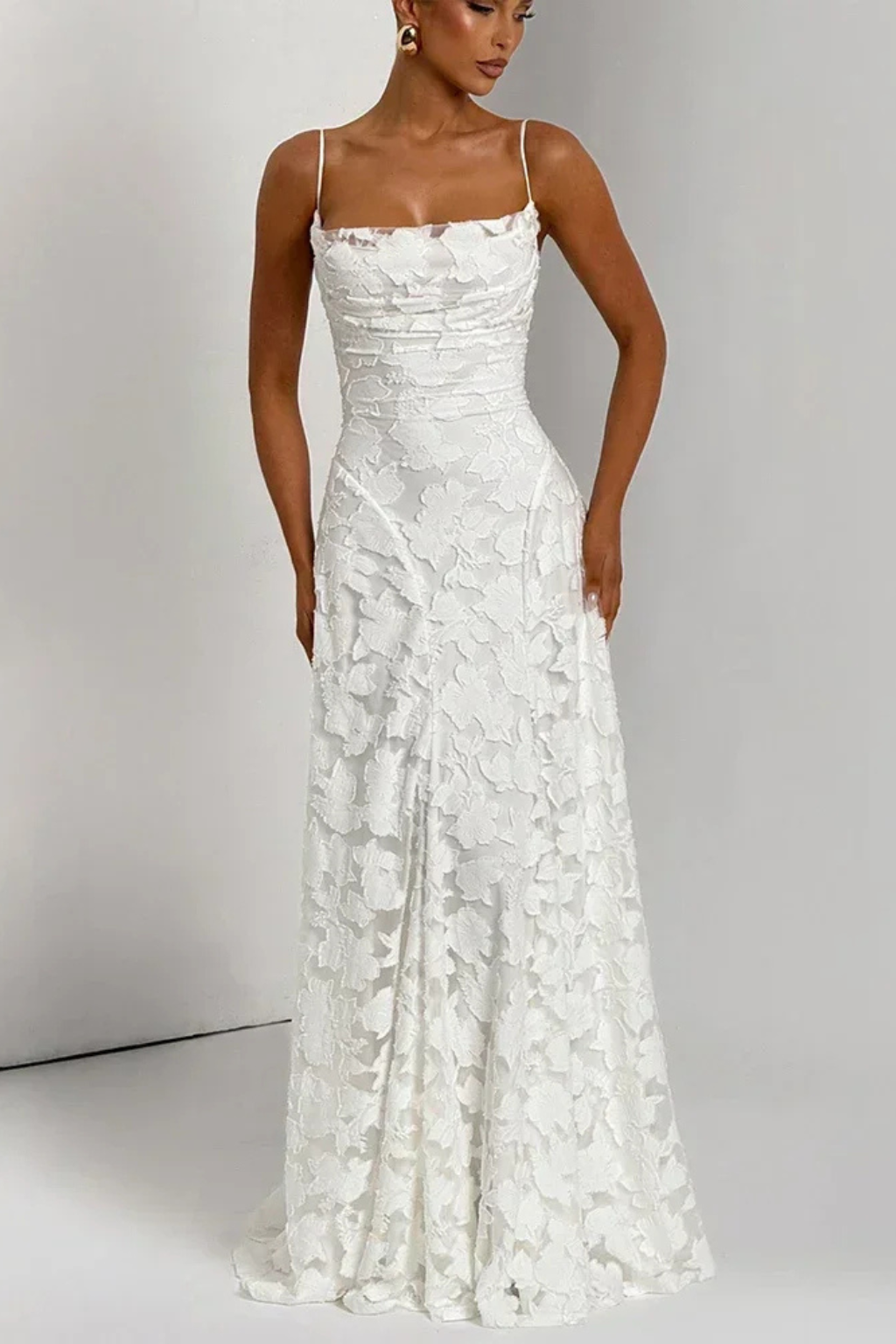 Floral Jacquard Lace-Up Maxi Dress – Sorvienne