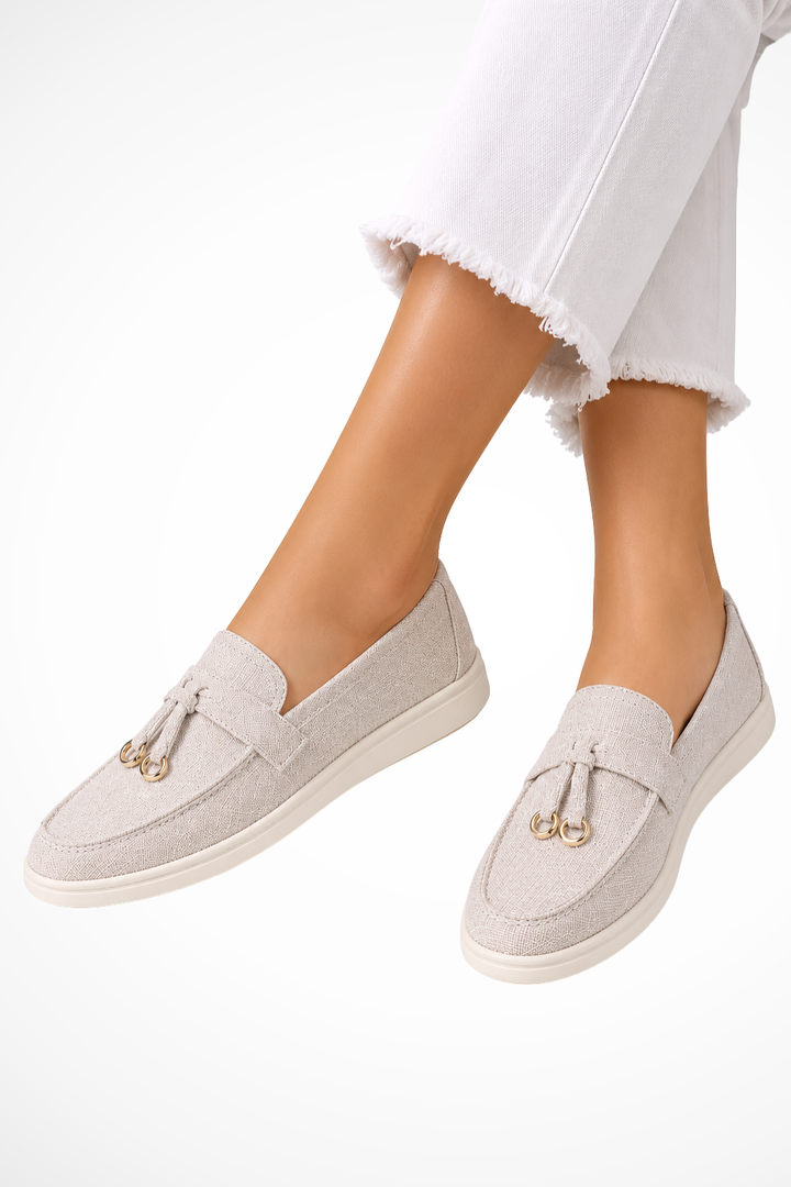 Sorvienne Suede Old Money Orthopaedic Loafers in Beige