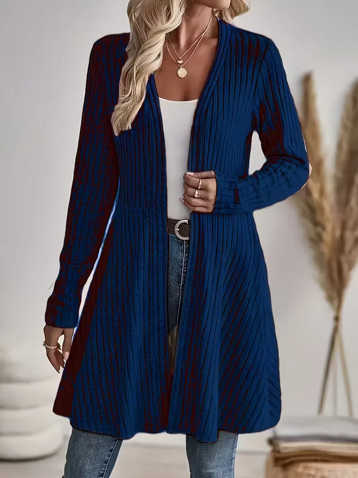 Sorvienne Ribbed Edge to Edge Longline Cardigan in Navy
