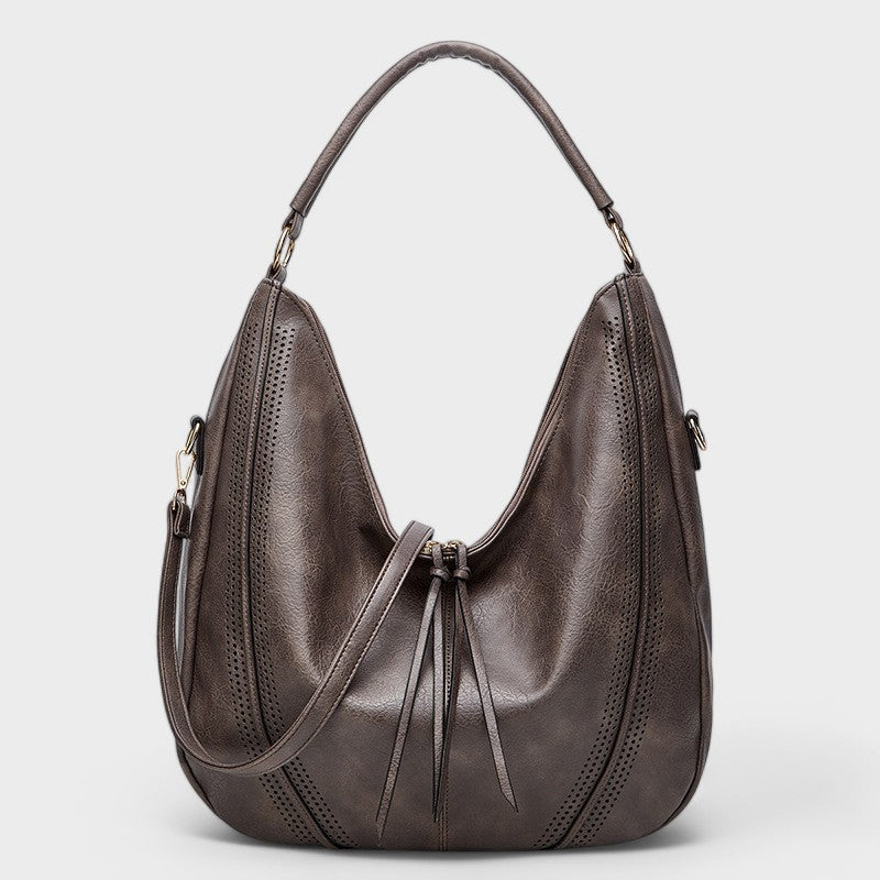 Sorvienne Slouchy Hobo Bag with Matching Purse in Grey