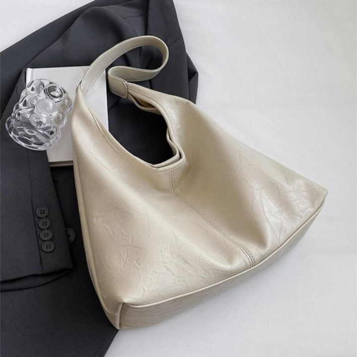 Sorvienne Slouchy Faux Leather Hobo Bag in Cream
