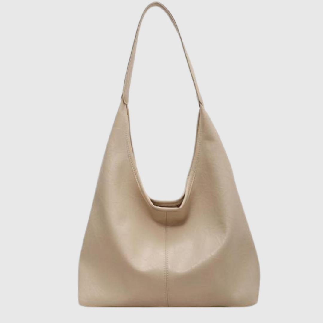Sorvienne Slouchy Faux Leather Hobo Bag in Cream