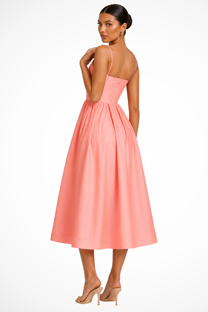 Women's Square Neck Flared Cami Midi Dress – Sorvienne