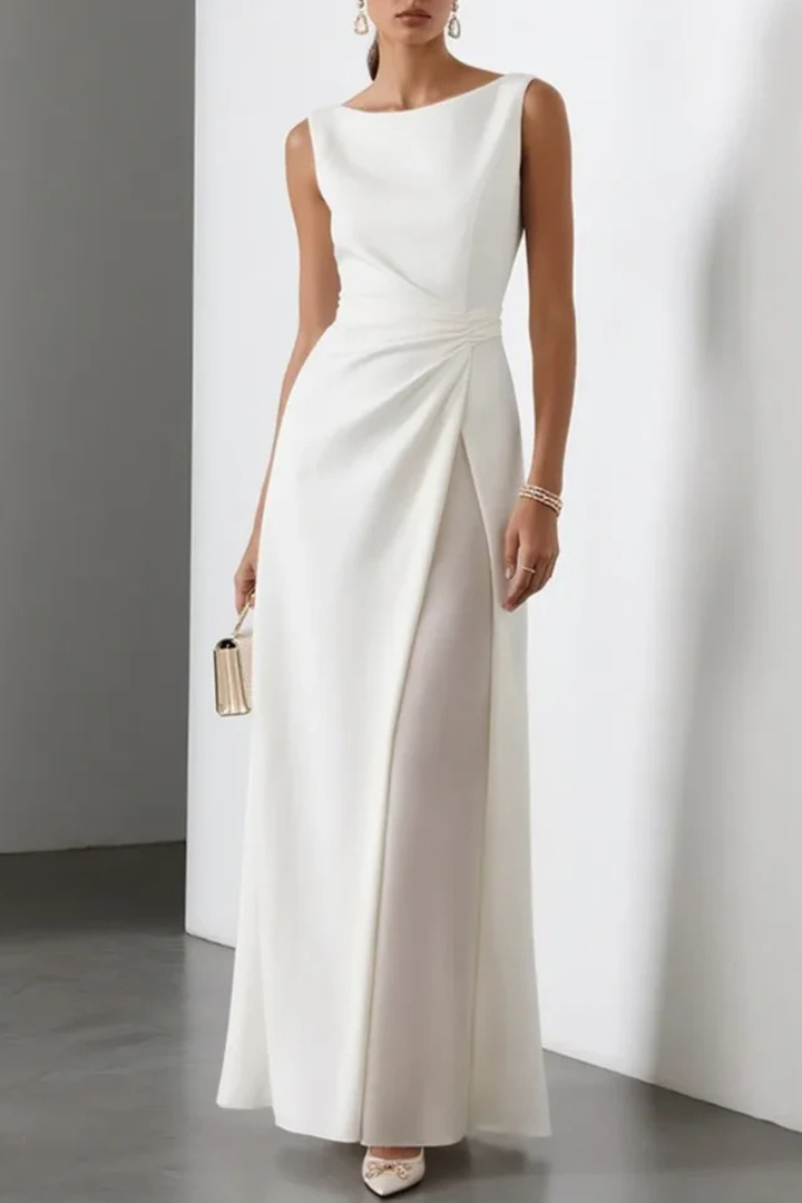 Sorvienne Women's Sleeveless Draped Waist Maxi Dress