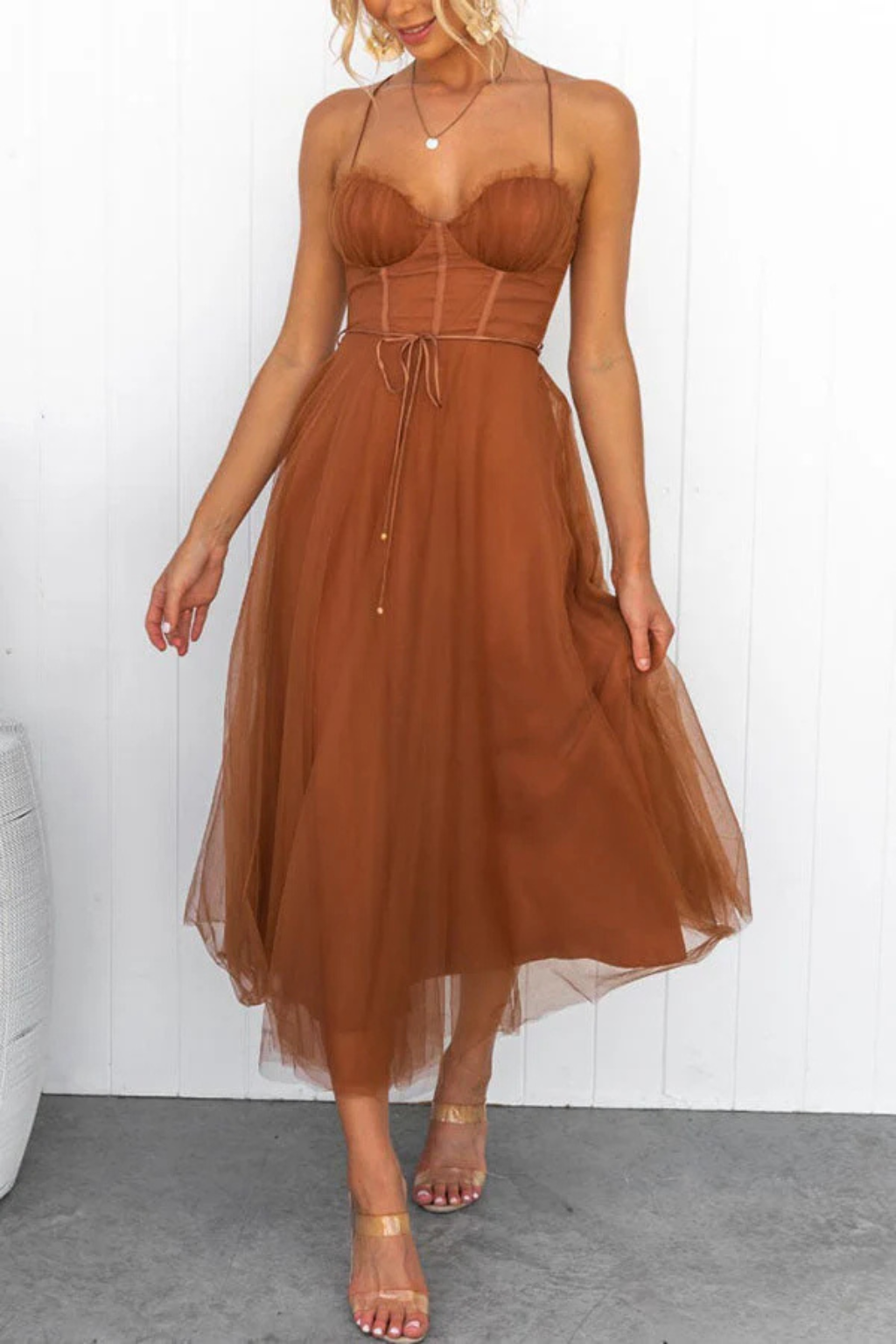 Women's Corset Tiered Midi Dress – Sorvienne
