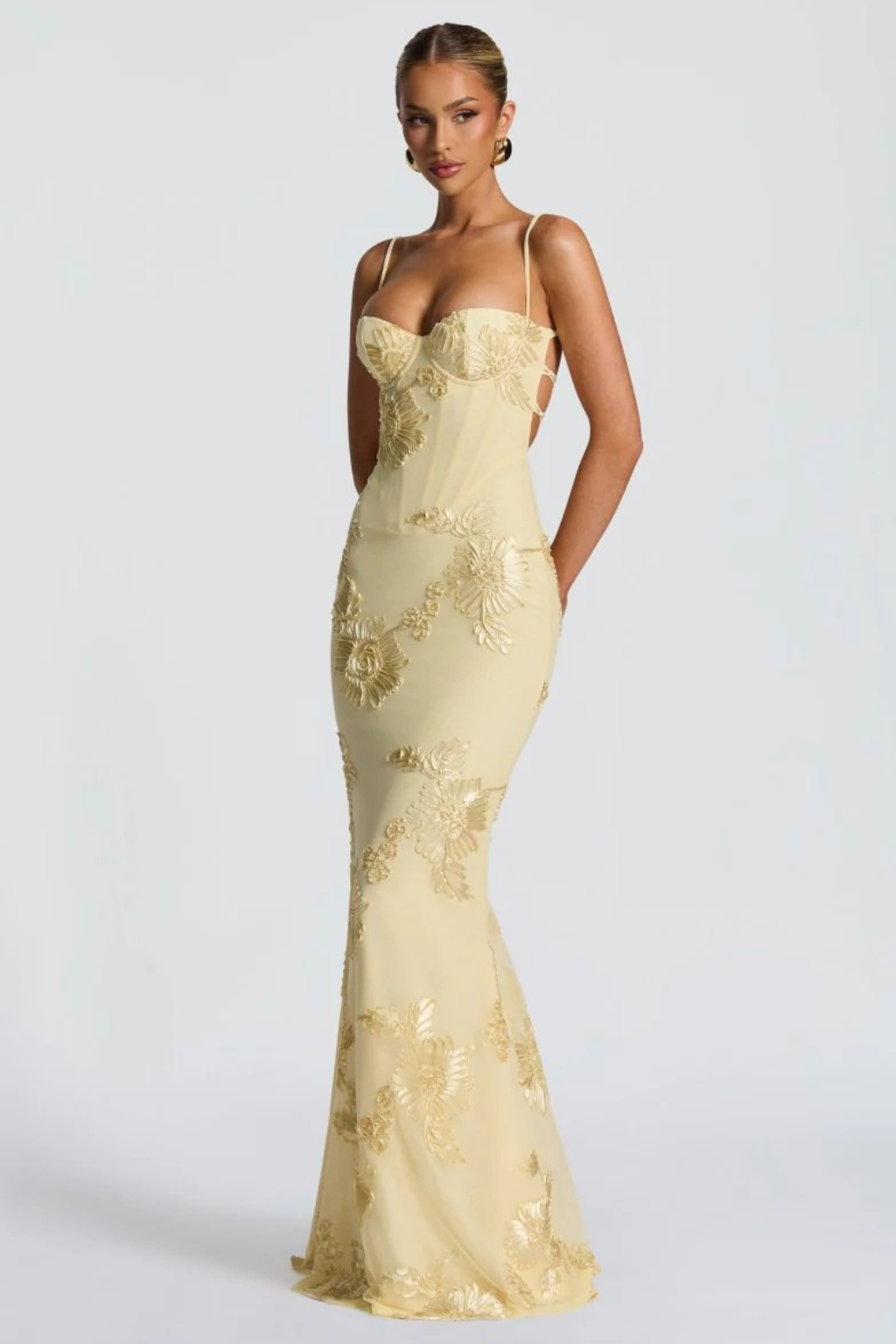 Women's Floral Embroidered Corset Maxi Dress – Sorvienne