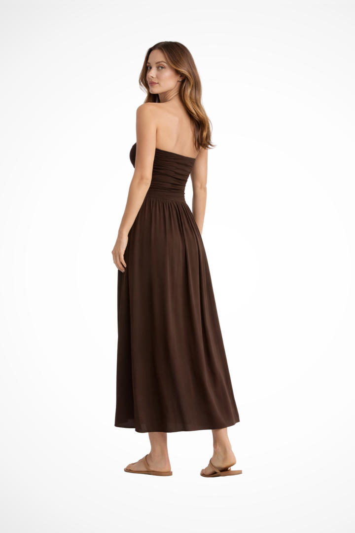 Sorvienne Women's Strapless Pleated Maxi Dress