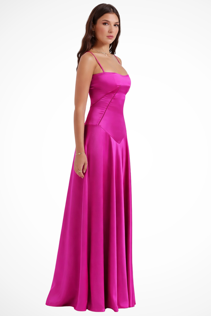 Sorvienne Women's Satin Corset Maxi Dress