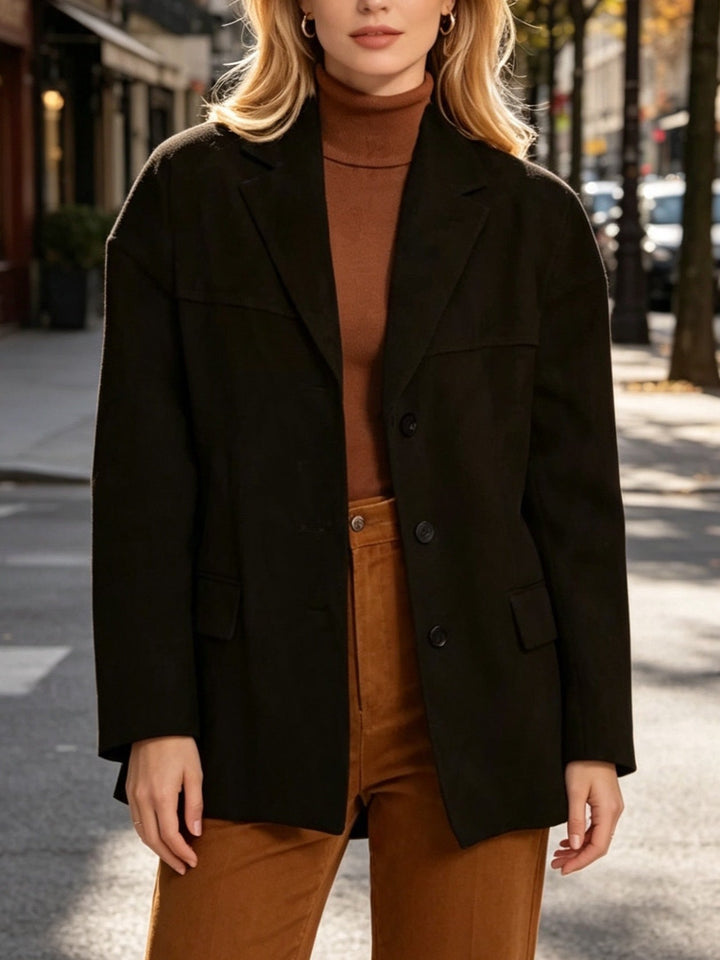 Sorvienne Oversized Faux Suede Jacket in Black