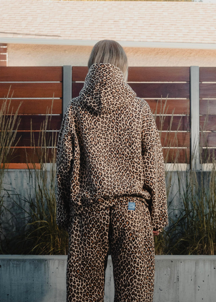 Sorvienne Relaxed Leopard Print Hoodie