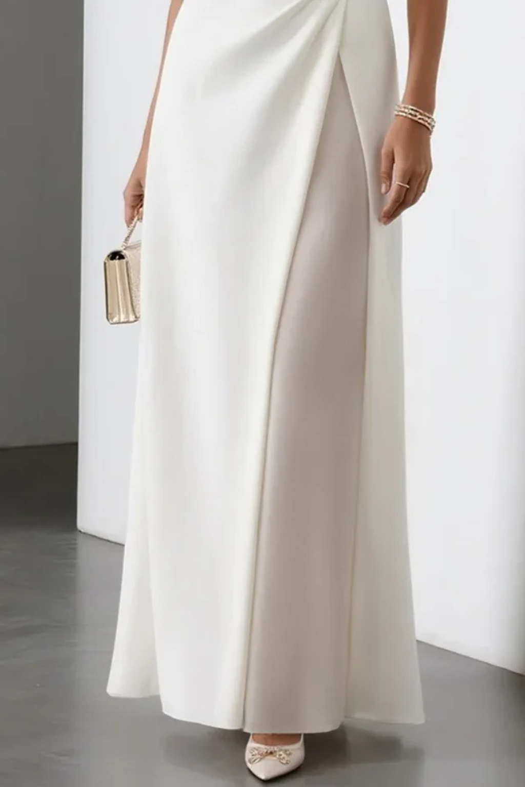Sorvienne Women's Sleeveless Draped Waist Maxi Dress