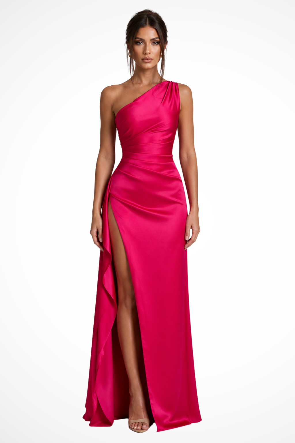 Rose Pink Women's One Shoulder Maxi Dress – Sorvienne