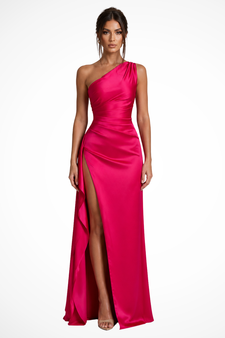 Rose Pink Women's One Shoulder Maxi Dress – Sorvienne