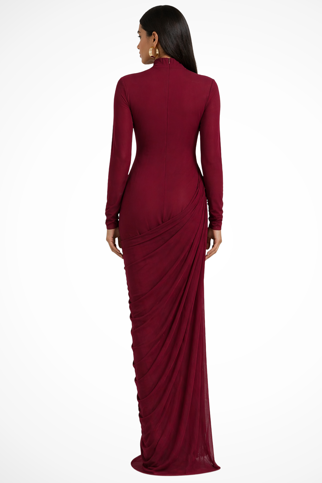 Sorvienne Women's Long Sleeve High Neck Maxi Dress