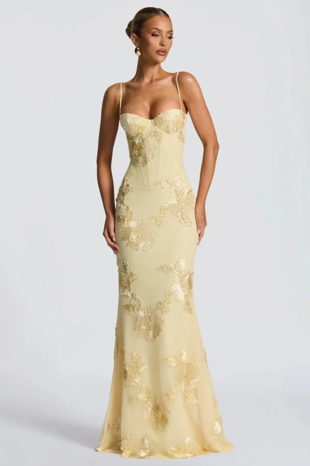 Women's Floral Embroidered Corset Maxi Dress – Sorvienne