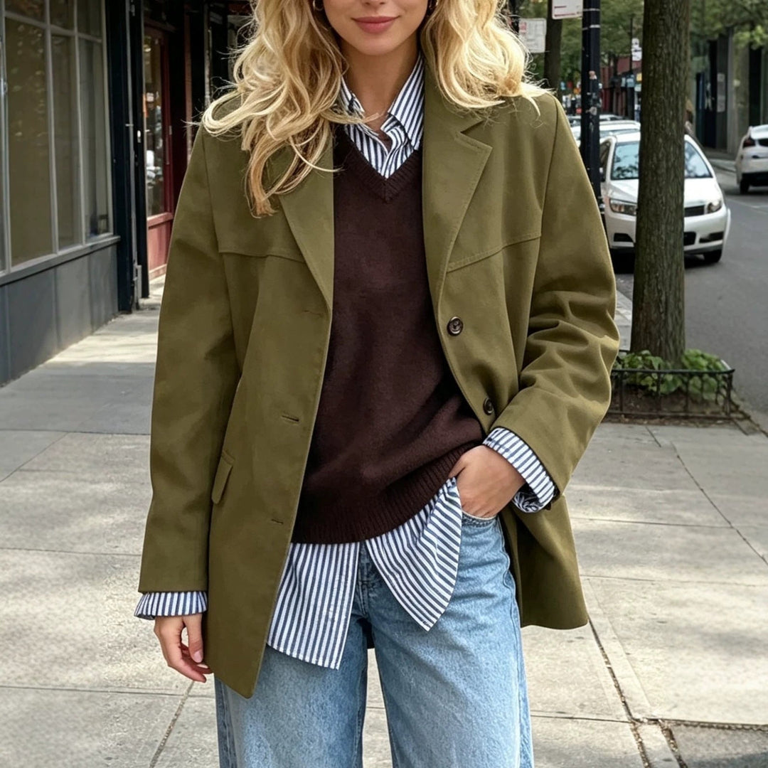 Sorvienne Oversized Faux Suede Jacket in Olive