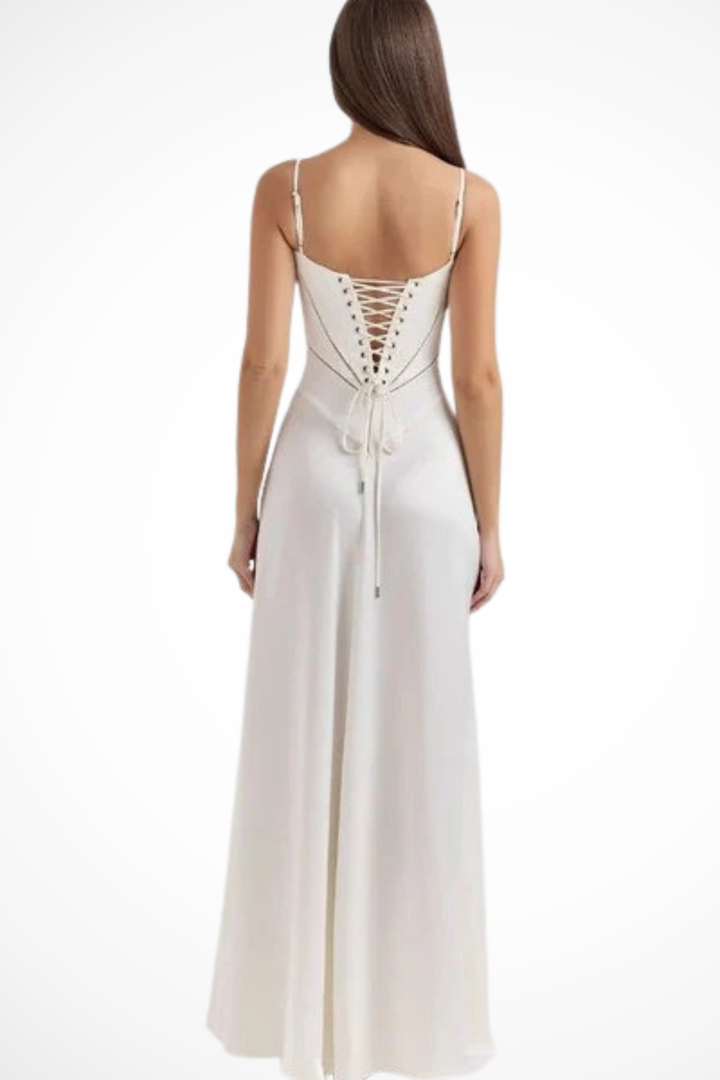 Sorvienne Women's Satin Corset Maxi Dress