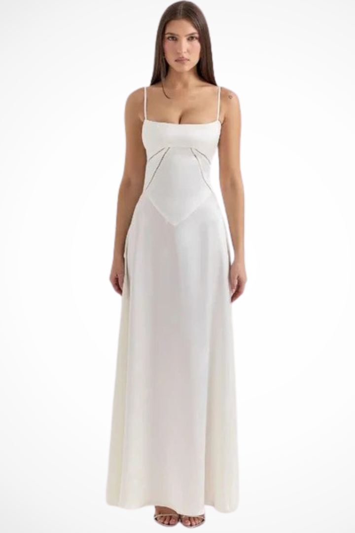 Sorvienne Women's Satin Corset Maxi Dress