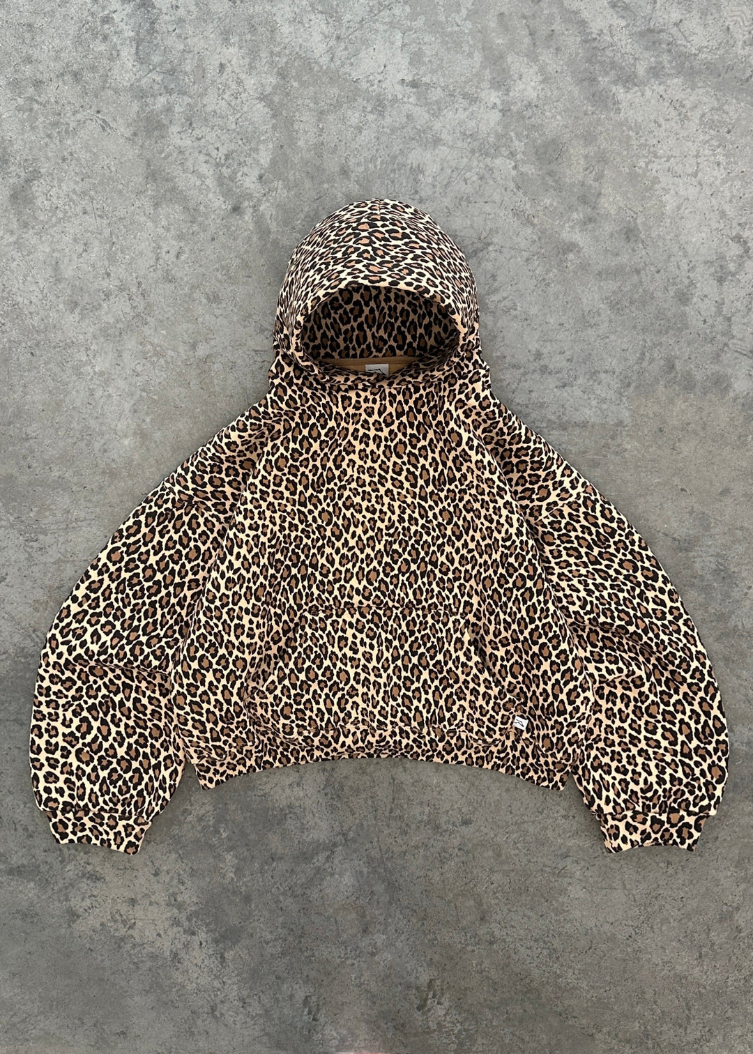 Sorvienne Relaxed Leopard Print Hoodie
