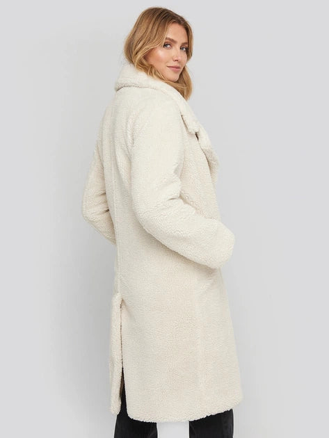Sorvienne Double Breasted Longline Teddy Coat