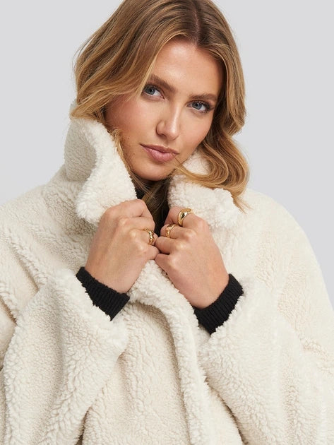Sorvienne Double Breasted Longline Teddy Coat