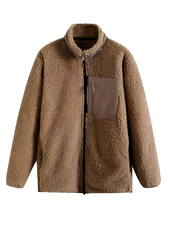Sorvienne Relaxed Zip Borg Fleece Jacket