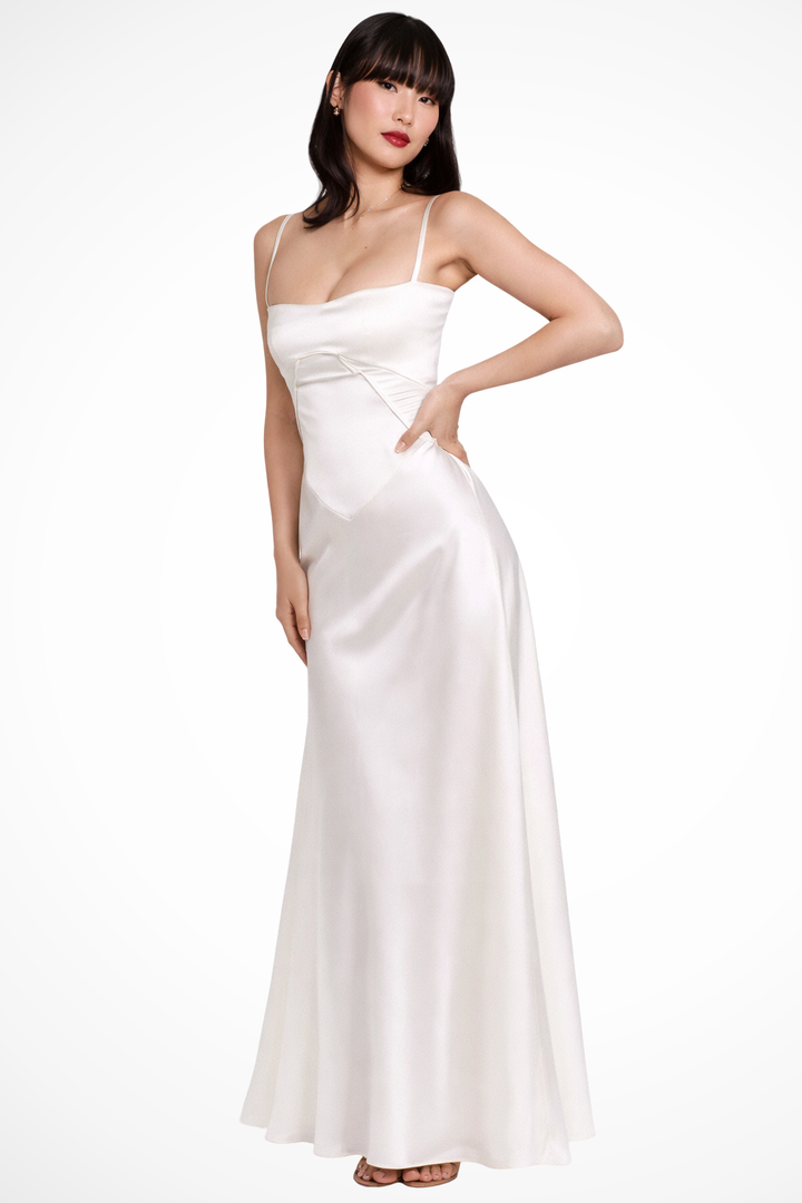 Sorvienne Women's Satin Corset Maxi Dress