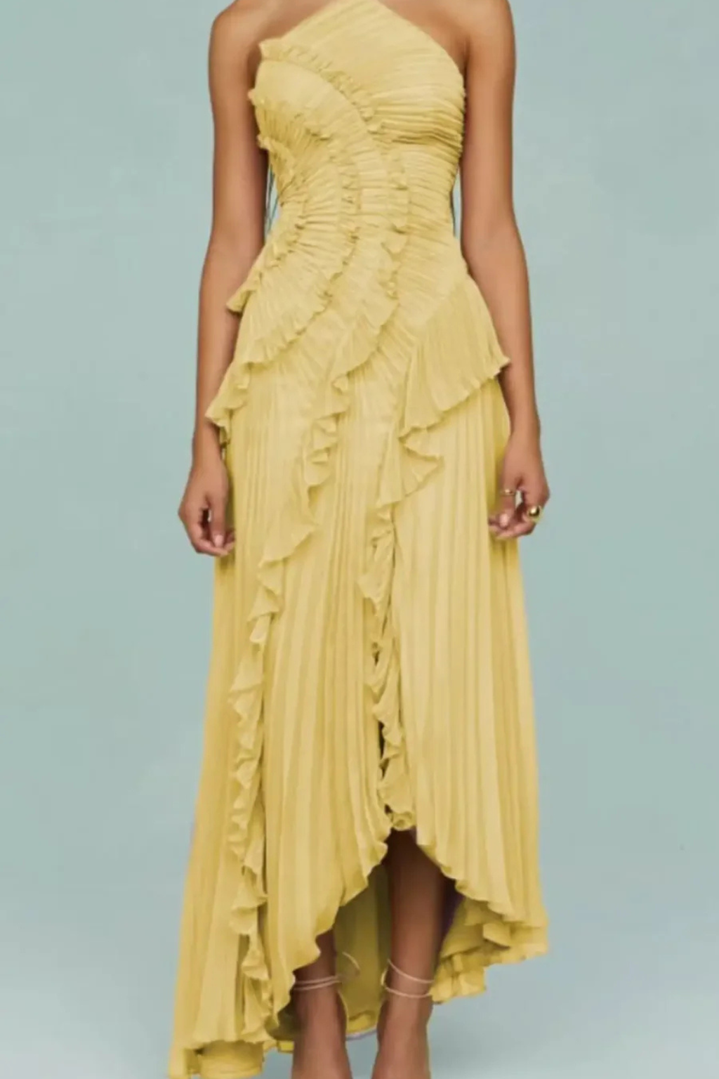 Sorvienne Women's Flowing Backless Halter Maxi Dress