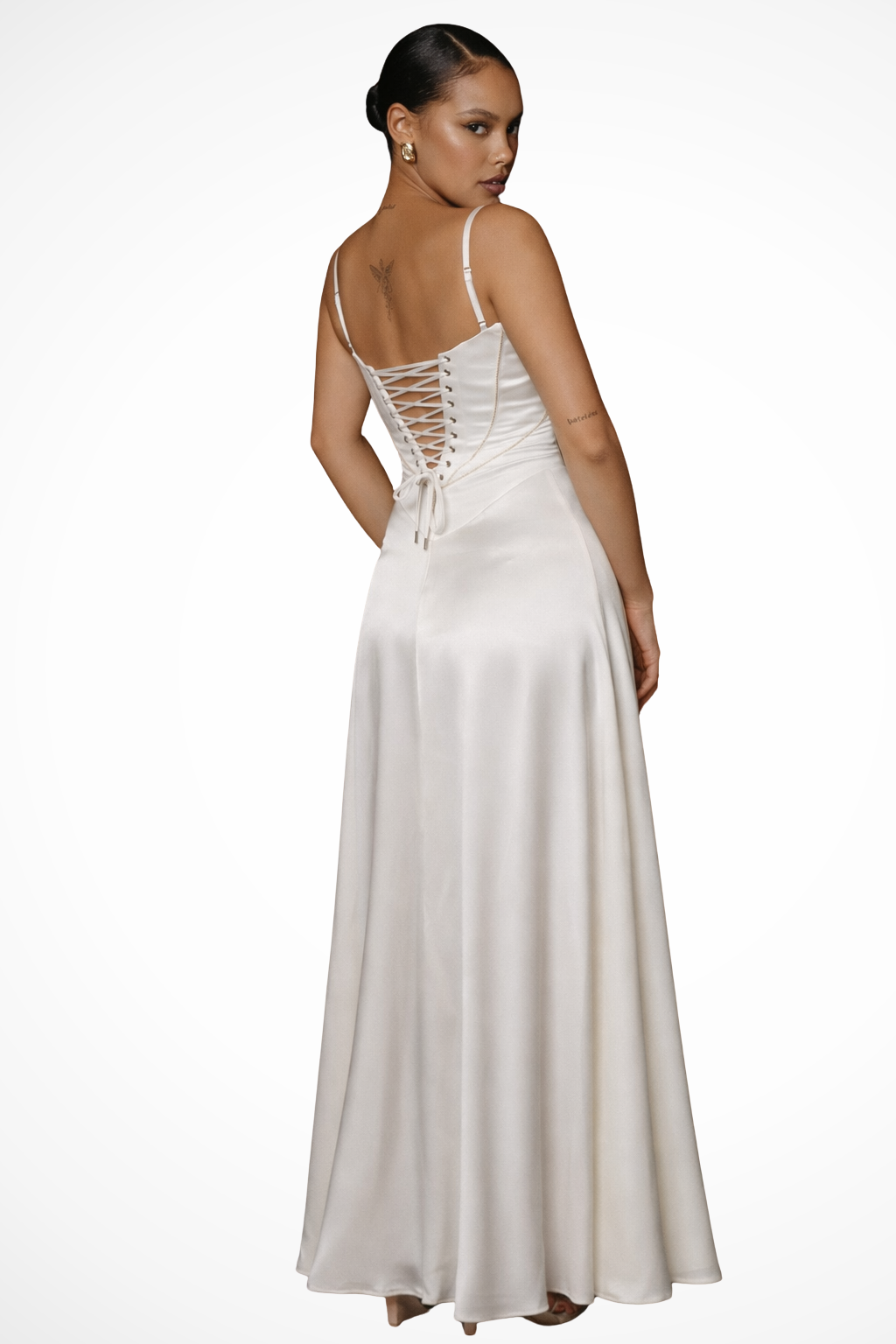 Sorvienne Women's Satin Corset Maxi Dress