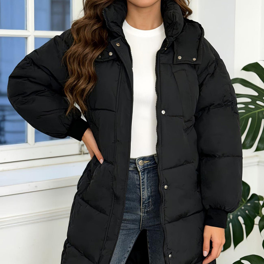 Sorvienne Relaxed Hooded Long Puffer Coat