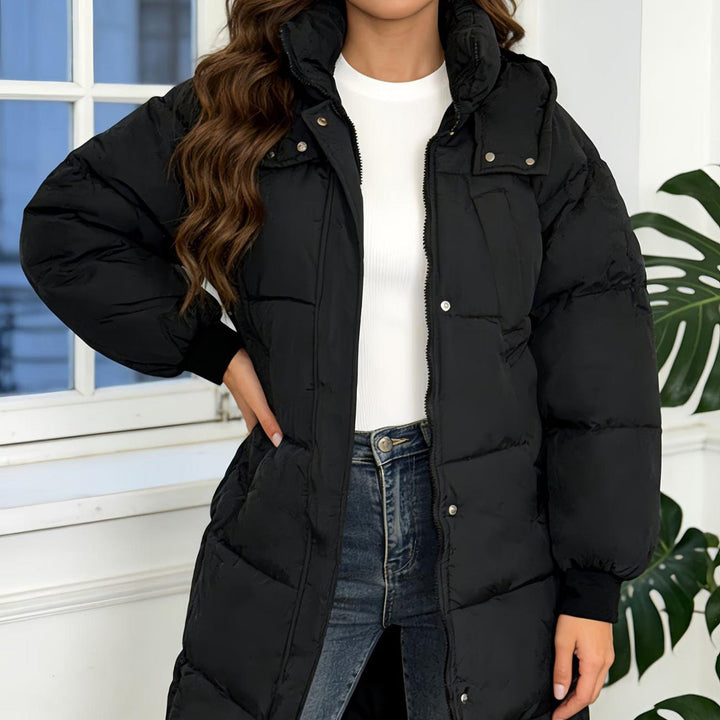 Sorvienne Relaxed Hooded Long Puffer Coat