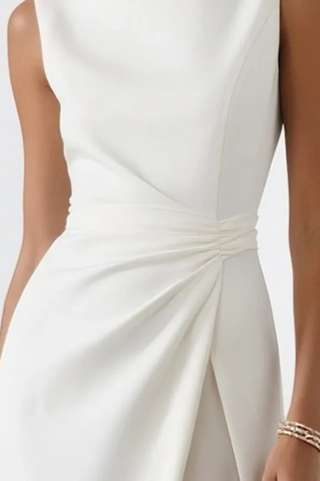 Sorvienne Women's Sleeveless Draped Waist Maxi Dress